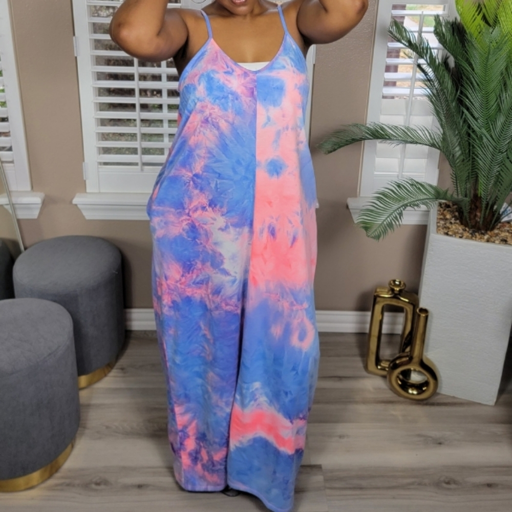 Pink/Blue Tie Dye Maxi
